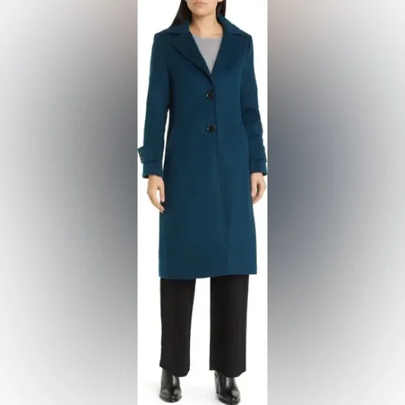 NWOT Sam Edelman Notch Collar Longline Wool Blend Coat - Picture 3 of 12